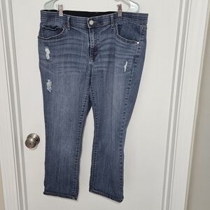 EVRI Blue Distressed Ankle Jeans Capri Women's Plus Size 16W